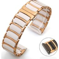 CoverZone Apple Watch 5 Uyumlu Paslanmaz Seramik 45 mm Denouement Metal Rose Gold Beyaz Kordon