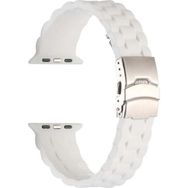 CoverZone Apple Watch 6 Siyah 38-40 mm İle Uyumlu Metal Toka Delikli Ayarlanabilir Panoply Silikon Kordon
