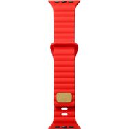 CoverZone Apple Watch 6 Uyumlu Metal Toka Tasarımlı 38-40 mm Strip Kabartmalı Kırmızı Kordon