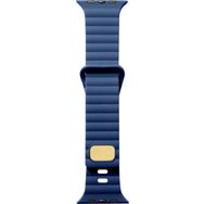 CoverZone Apple Watch 6 Uyumlu Metal Toka Tasarımlı 38-40 mm Strip Kabartmalı Lacivert Kordon