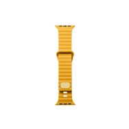 CoverZone Apple Watch 6 Uyumlu Metal Toka Tasarımlı 42-44 mm Strip Kabartmalı Sarı Kordon