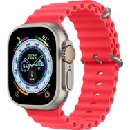 CoverZone Apple Watch 6 Uyumlu Okyanus Quintessential 38-40 mm Kabartmalı Metal Tokalı Kırmızı Kordon