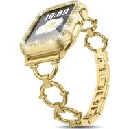 CoverZone Apple Watch 7 41 mm Dias Metal Halkalı Tasarım Gold Kordon