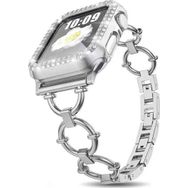 CoverZone Apple Watch 7 41 mm Dias Metal Halkalı Tasarım Gümüş Kordon