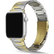 CoverZone Apple Watch 7 45 mm Uyumlu Z Type Model Metal Gümüş Gold Kordon