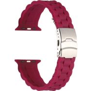 CoverZone Apple Watch 7 Koyu Mor 45 mm İle Uyumlu Metal Toka Delikli Ayarlanabilir Panoply Silikon Kordon
