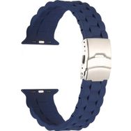 CoverZone Apple Watch 7 Lacivert 45 mm İle Uyumlu Metal Toka Delikli Ayarlanabilir Panoply Silikon Kordon