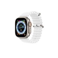 CoverZone Apple Watch 7 Okyanus Quintessential 41 mm Kabartmalı Metal Tokalı Beyaz Kordon