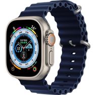 CoverZone Apple Watch 7 Okyanus Quintessential 45 mm Kabartmalı Metal Tokalı Lacivert Kordon