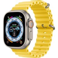 CoverZone Apple Watch 7 Okyanus Quintessential 45 mm Kabartmalı Metal Tokalı Sarı Kordon