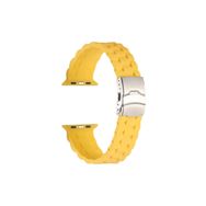 CoverZone Apple Watch 7 Sarı 41 mm İle Uyumlu Metal Toka Delikli Ayarlanabilir Panoply Silikon Kordon