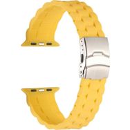 CoverZone Apple Watch 7 Sarı 45 mm İle Uyumlu Metal Toka Delikli Ayarlanabilir Panoply Silikon Kordon