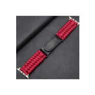 CoverZone Apple Watch 7 Uyumlu 41 mm Kayış Hasır Örme Stricken Kırmızı Kordon