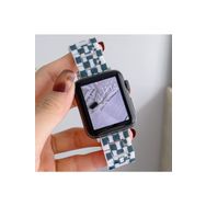 CoverZone Apple Watch 7 Uyumlu Metal Toka Tasarımlı 45 mm Double Color Desenli Mavi Beyaz Kordon