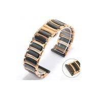 CoverZone Apple Watch 7 Uyumlu Paslanmaz Seramik 45 mm Denouement Metal Rose Gold Siyah Kordon