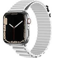 CoverZone Apple Watch Ultra Uyumlu 49 mm Parçalı Çizgili Tasarım Denouement Kayış Beyaz Kordon