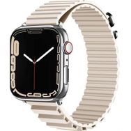 CoverZone Apple Watch Ultra Uyumlu 49 mm Parçalı Çizgili Tasarım Denouement Kayış Krem Kordon