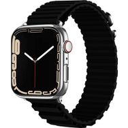 CoverZone Apple Watch Ultra Uyumlu 49 mm Parçalı Çizgili Tasarım Denouement Kayış Siyah Kordon