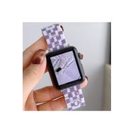 CoverZone Apple Watch Ultra Uyumlu Metal Toka Tasarımlı 49 mm Double Color Desenli Mor Beyaz Kordon