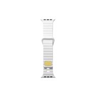 CoverZone Apple Watch Ultra Uyumlu Metal Toka Tasarımlı 49 mm Strip Kabartmalı Beyaz Kordon