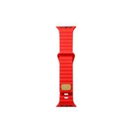 CoverZone Apple Watch Ultra Uyumlu Metal Toka Tasarımlı 49 mm Strip Kabartmalı Kırmızı Kordon