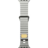 CoverZone Apple Watch Ultra Uyumlu Metal Toka Tasarımlı 49 mm Strip Kabartmalı Krem Kordon