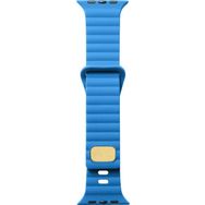 CoverZone Apple Watch Ultra Uyumlu Metal Toka Tasarımlı 49 mm Strip Kabartmalı Mavi Kordon