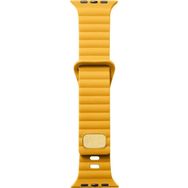 CoverZone Apple Watch Ultra Uyumlu Metal Toka Tasarımlı 49 mm Strip Kabartmalı Sarı Kordon
