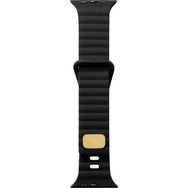 CoverZone Apple Watch Ultra Uyumlu Metal Toka Tasarımlı 49 mm Strip Kabartmalı Siyah Kordon