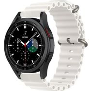 CoverZone Galaxy Watch 3 41 mm Quintessential Kabartmalı Metal Tokalı Beyaz Kordon