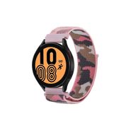 CoverZone Galaxy Watch 3 Açık Pembe 45 mm İle Uyumlu Kamuflaj Desenli Hasır Örgü İşlemeli Kordon
