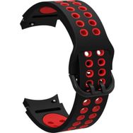 CoverZone Galaxy Watch 4 Classic Uyumlu 40 mm İki Kancalı Metal Tokalı Iridescent Kırmızı Siyah Kordon