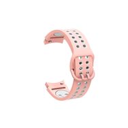 CoverZone Galaxy Watch 4 Classic Uyumlu 46 mm 2 Kancalı Metal Tokalı Iridescent Silikon Pembe Beyaz Kordon