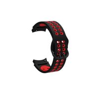 CoverZone Galaxy Watch 4 Classic Uyumlu 46 mm 2 Kancalı Metal Tokalı Iridescent Silikon Siyah Kırmızı Kordon
