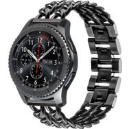 CoverZone Huawei Watch GT 3 Pro Uyumlu 46 mm Zincir Halkalı Metal Örgülü Siyah Kordon