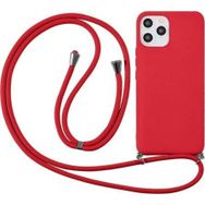 CoverZone iPhone 11 Pro İpli Boyun Askılı Silikon Kadife İç Yüzeyli Epiphany Kırmızı Cep Telefonu Kılıfı