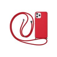 CoverZone iPhone 13 İpli Boyun Askılı Silikon Kadife İç Yüzeyli Epiphany Kırmızı Cep Telefonu Kılıfı