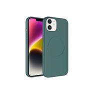 CoverZone iPhone 13 Magsafe Wireles Şarj Özellikli Pastel Color Silikon Koyu Yeşil Cep Telefonu Kılıfı