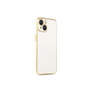 CoverZone iPhone 14 Plus Gold Kenar Pastel Renkli Halcyon Z-Bark Beyaz Cep Telefonu Kılıfı