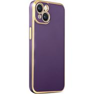 CoverZone iPhone 14 Plus Gold Kenar Pastel Renkli Halcyon Z-Bark Derin Mor Cep Telefonu Kılıfı