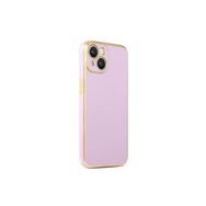 CoverZone iPhone 14 Plus Gold Kenar Pastel Renkli Halcyon Z-Bark Lila Cep Telefonu Kılıfı