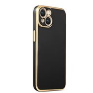 CoverZone iPhone 14 Plus Gold Kenar Pastel Renkli Halcyon Z-Bark Siyah Cep Telefonu Kılıfı