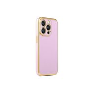 CoverZone iPhone 14 Pro Gold Kenar Pastel Renkli Halcyon Z-Bark Lila Cep Telefonu Kılıfı
