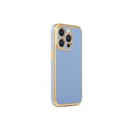 CoverZone iPhone 14 Pro Gold Kenar Pastel Renkli Halcyon Z-Bark Mavi Cep Telefonu Kılıfı