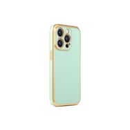 CoverZone iPhone 14 Pro Max Gold Kenar Pastel Renkli Halcyon Z-Bark Kapak Açık Yeşil Cep Telefonu Kılıfı