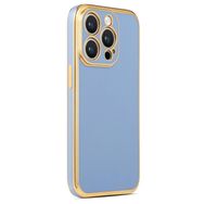 CoverZone iPhone 14 Pro Max Gold Kenar Pastel Renkli Halcyon Z-Bark Kapak Mavi Cep Telefonu Kılıfı