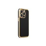 CoverZone iPhone 14 Pro Max Gold Kenar Pastel Renkli Halcyon Z-Bark Siyah Cep Telefonu Kılıfı