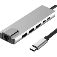 CoverZone ‎PORT-9 RJ45 To 4K HDMI 6 in 1 Lan USB 3.0 Type C Girişli Bilgisayarlar ve Macbook ile Uyumlu Çoklayıcı Çevirici Hub