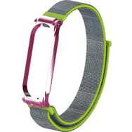 CoverZone Xiaomi Mi Band 4 Mixed Hasır Örme Metal Çerçeve Fıstık Yeşili Mor Kayış Kordon
