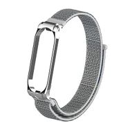 CoverZone Xiaomi Mi Band 5 Uyumlu Hasır Örme Metal Çerçeve Gri Kayış Kordon